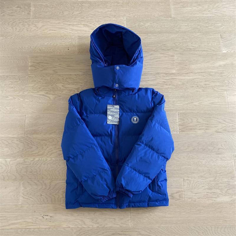 

Men's Down Selling Activewear Trapstar Blue Irongate Jacket Detachable Hood Top Quality Embroidered Cotton Warm Women Parka -XL