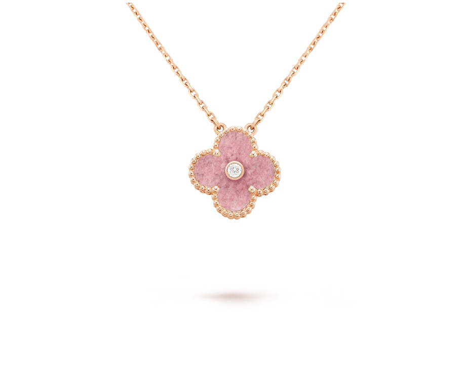 

Designer jewelry 18-karat gold natural stone woman's necklace with four-leaf clover diamond ornaments for Christmas gifts
