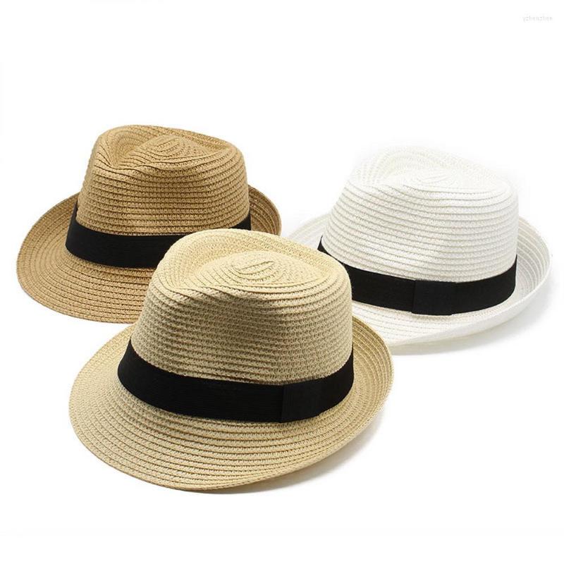 

Berets Summer Sun Hats For Men Straw Panama Caps 57-58cm Fold Simple Small Brim Design Outdoor Vacation Beach Cool Breathable TY0105, White