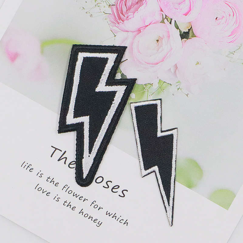 

Notions Black Lightning Patches Embroidered Iron on Patch DIY Accessories Cute Sewing Appliques for Clothes Jackets Backpacks Hats