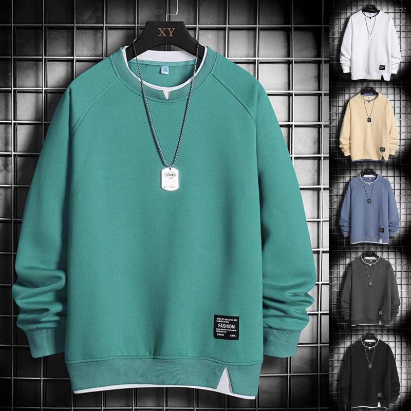 

Men's Hoodies Male Casual Solid Patchwork Hoodless Off Shoulder Sleeve Long Sweatshirt Blouse, Beige