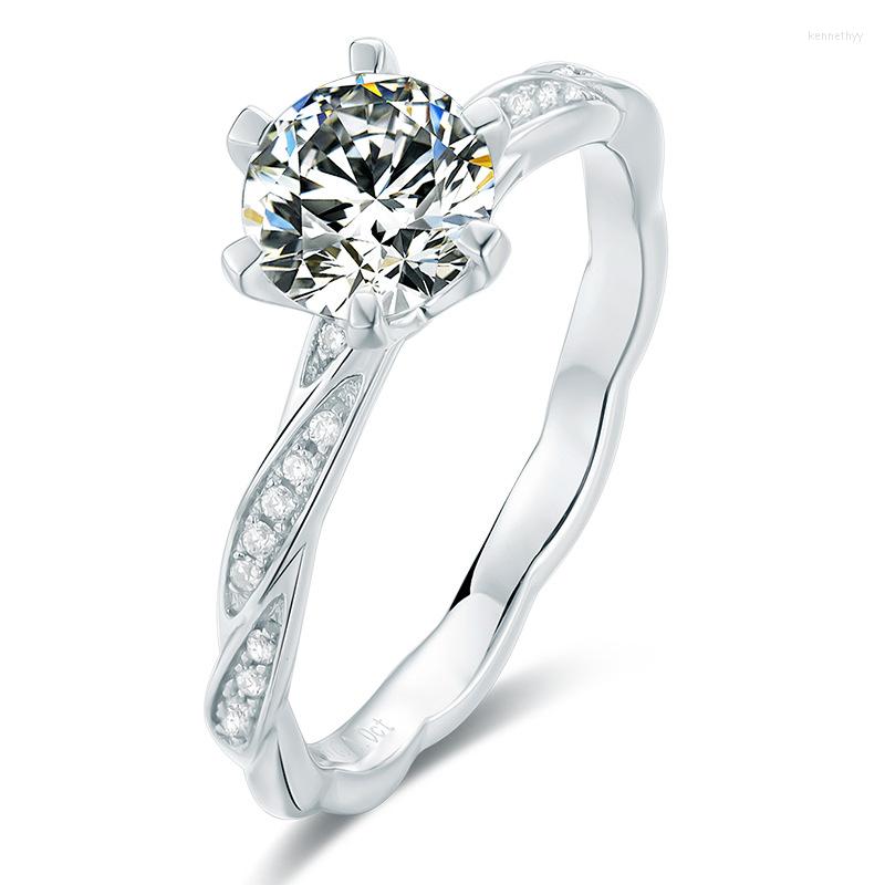 

Cluster Rings Solid Silver 1ct Lab Grown Diamond Moissanites 6 Prongs With Accents Engagement Ring DE Color VVS1