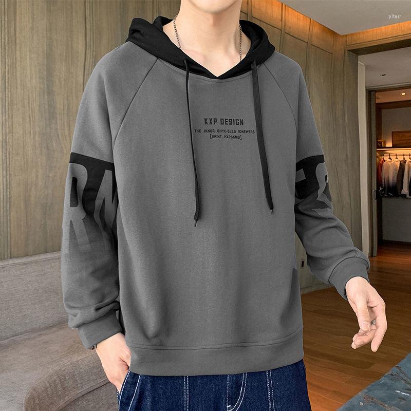 

Men's Hoodies Sweatshirts Men Letter Print Pullovers Mens Hooded Sweatshirt Casual Loose Streetwear Korean Fashion All-Match Outerwear, 181 white