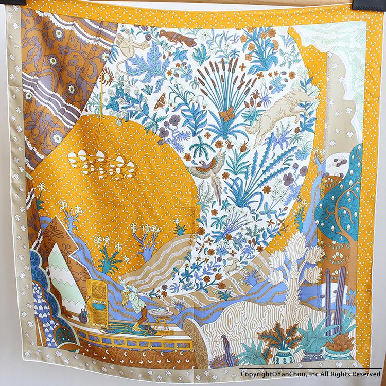 

Scarves Women Natural Silk Square Scarf Rolled Edges Shawls Headscarf Large Bandana Pure Neckerchief For Ladies Echarpe 90x90CM