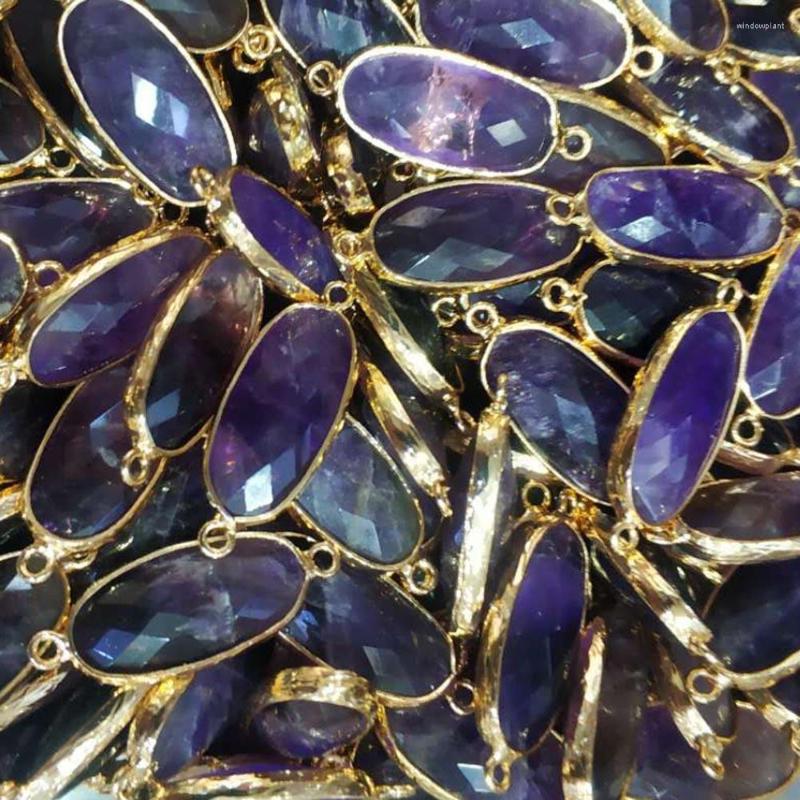 

Pendant Necklaces Natural Amethysts Gold Color Connecting Accessories Quartz Crystal Bracelet Necklace For Jewelry Making 8pcs/lot