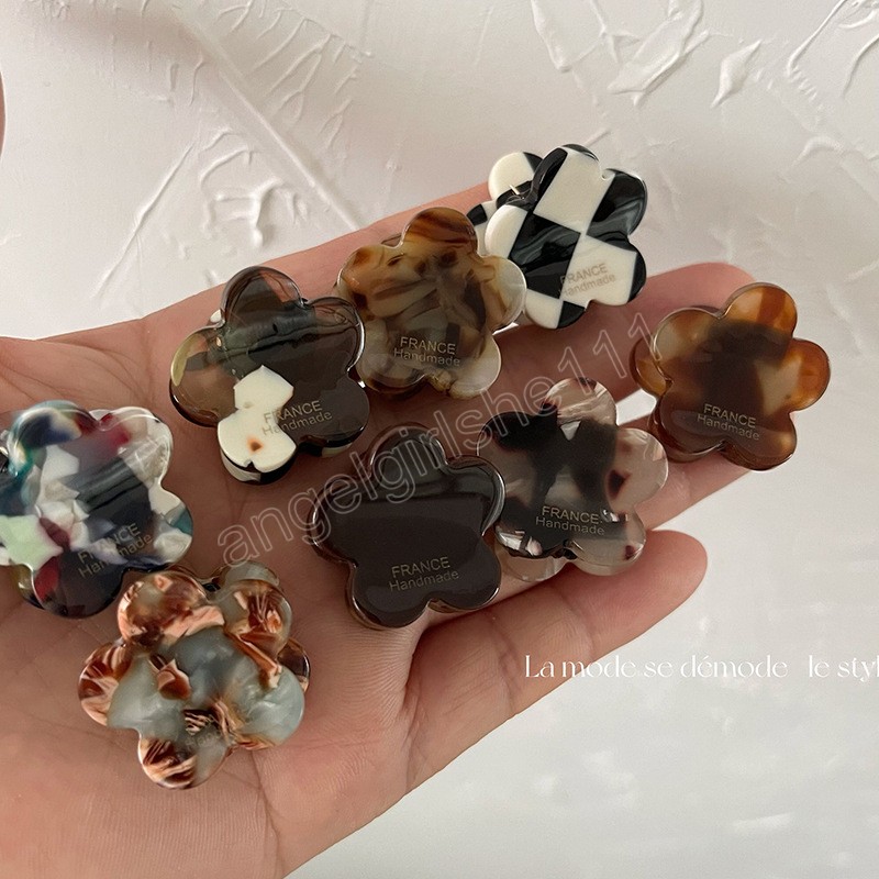 

Woman Mini Ink Brown Flower Acetate Hair Claws Trendy Bangs Barrettes Girls Hair Accessories Headwear Hairgrip Ornaments, Mixed color