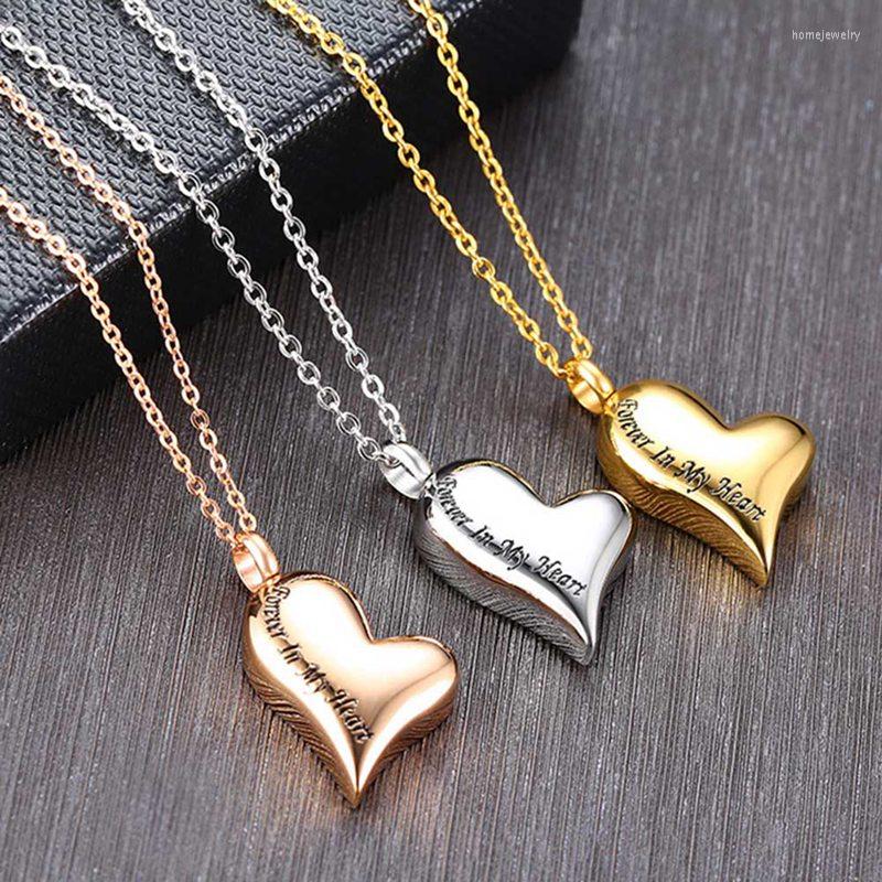 

Pendant Necklaces Engraved Forever In My Heart Cremation Ash Urn For Women Necklace Stainless Steel Memorial Jewelry