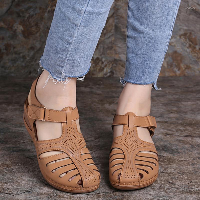 

Sandals 2022 Woman Summer Vintage Wedge Buckle Casual Sewing Women Shoes Female Ladies Platform Retro Sandalias Plus Size, Beige