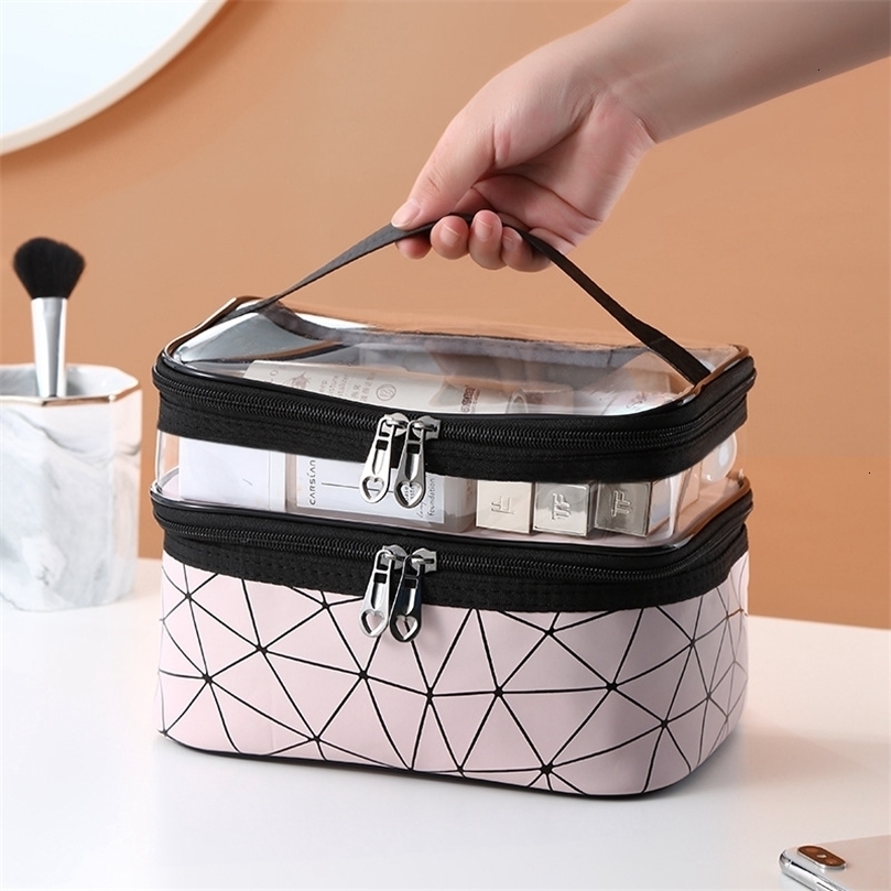 

Cosmetic Bags Cases Multifunction Double Transparent Bag Women Make Up Case Big Capacity Travel Makeup Organizer Toiletry Beauty Storage 221114