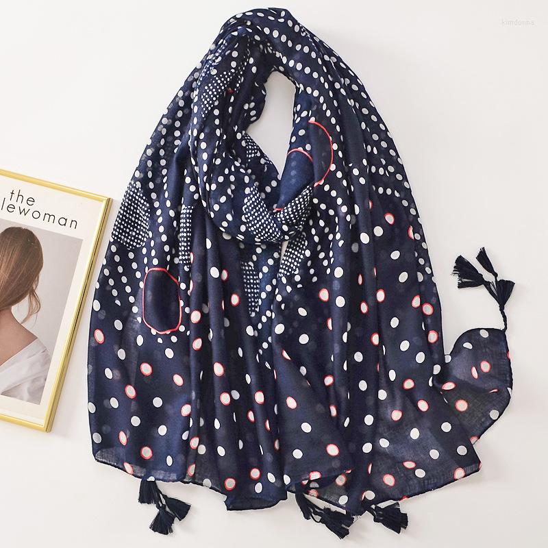 

Scarves Spring Summer Polka Dot Women Plain Cotton And Linen Printed Sunscreen Shawls