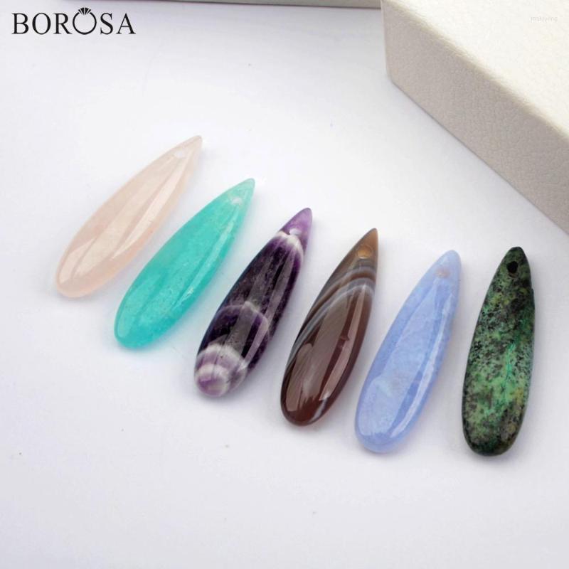 

Pendant Necklaces BOROSA 10Pcs Teardrop Natural Amazonite Amethysts 35X10mm Diy Beads Charm For Necklace Making Jewelry Accessories WX1561