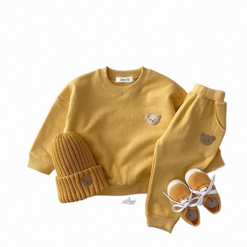 

clothing Sets Toddler Outfits Baby Boy Tracksuit Cute Bear Head Embroidery Sweatshirt And Pants 2pcs Sport Suit Fashion Kids Girls Clothes S Z7mb#, Navy
