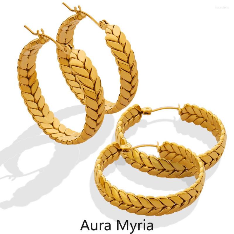 

Hoop Earrings Big Circle Stainless Steel For Women Jewelry Gold Color Braided Geometric Round Ear Loop Hiphop Punk
