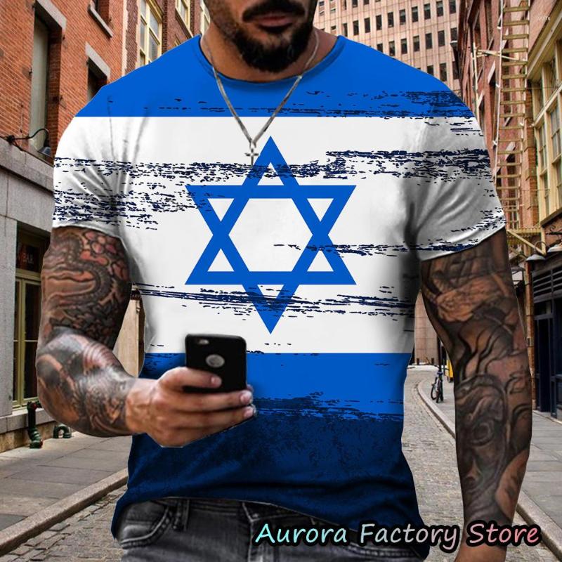 

Men's T Shirts Summer Men's Israel Flag Print T-Shirt Fashion Short Sleeve Clothing Casual Oversized Jersey Streetwear Vintage, Israel-06