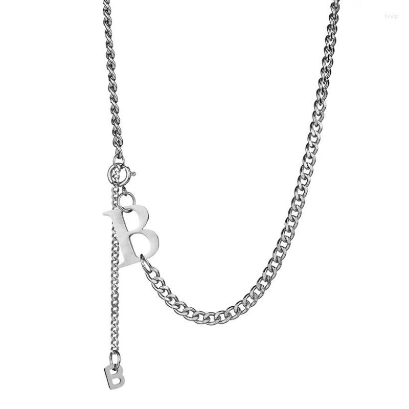 

Chains Fashion Letter B Necklace Women Stainless Steel Personalized Nameplate Pendant Choker Gifts Drop