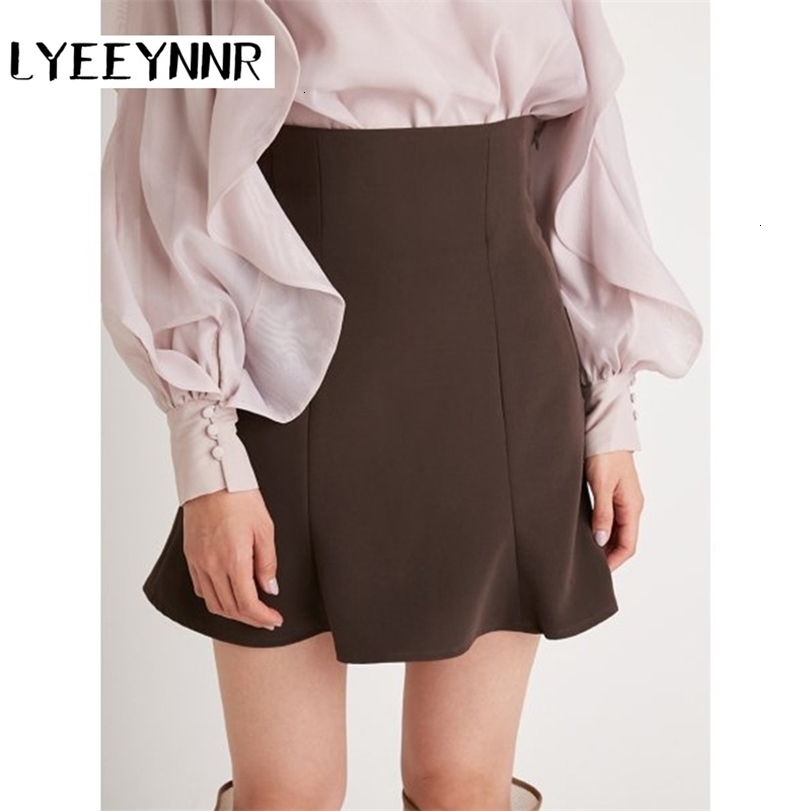 

Skirts LYEEYNNR Japan Style High Waist Skirt Women Simple Slim Fit Mini Trumpet Female Arrival Fashion Faldas Mujer 221113, Black