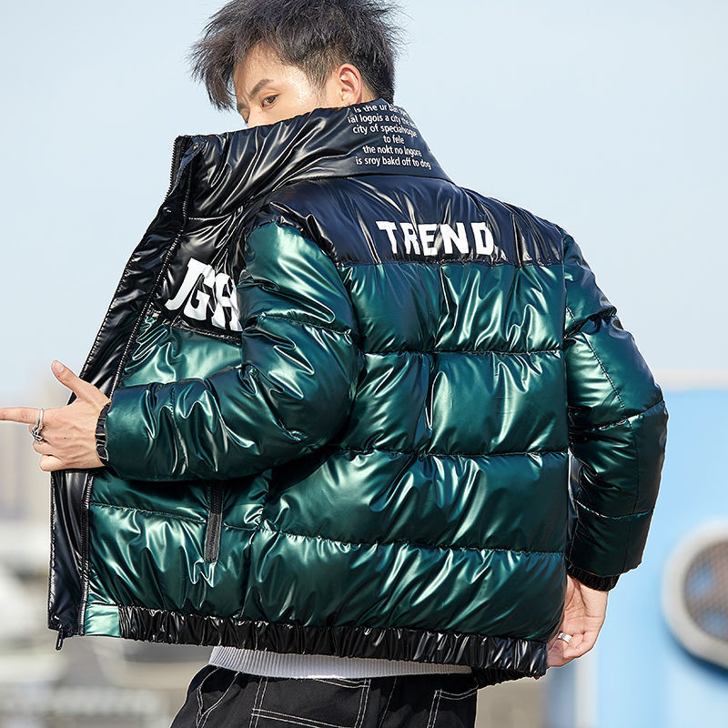 

Men's Down Parkas Winter men's bright leather thermal cotton clothing fashionable brand leisure students trendy and thickened cotton coat youth wi 221111, Zuojie-01-02