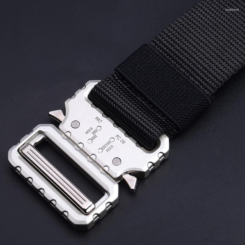 

Belts Men Belt Metal Multifunctional Buckle Outdoor Sports Hook Tactical Military High Quality Nylon Men's Training, Black