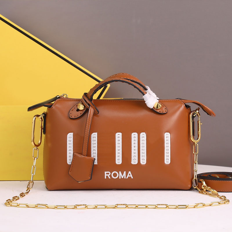 

5A Boston Pillow Handbag Crossbody Bag Cowhide Leather Tote Bags Black Embroidery Hot Stamping Letter Pattern Removable Shoulder Strap Higher Quality Chain Belt