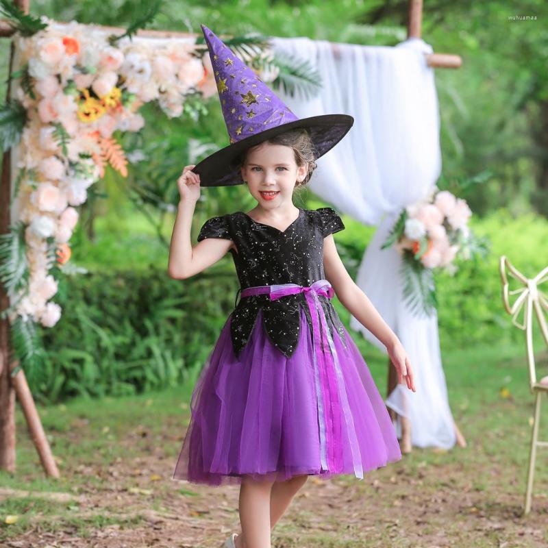 

Girl Dresses 2022 Halloween Fashion Children Clothes Sequin Formal Evening Party Dress For Tutu Princess Costume Kids 3-10 Year, Purple