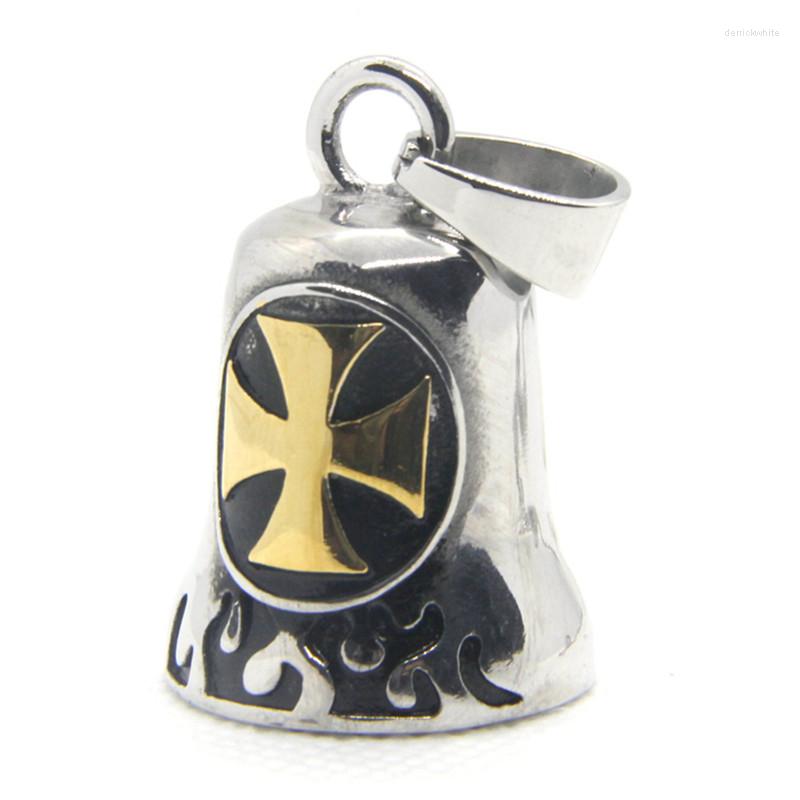 

Pendant Necklaces 1pc Est Cool Design Golden Cross Bell 316L Stainless Steel Jewelry Men Boys Ring