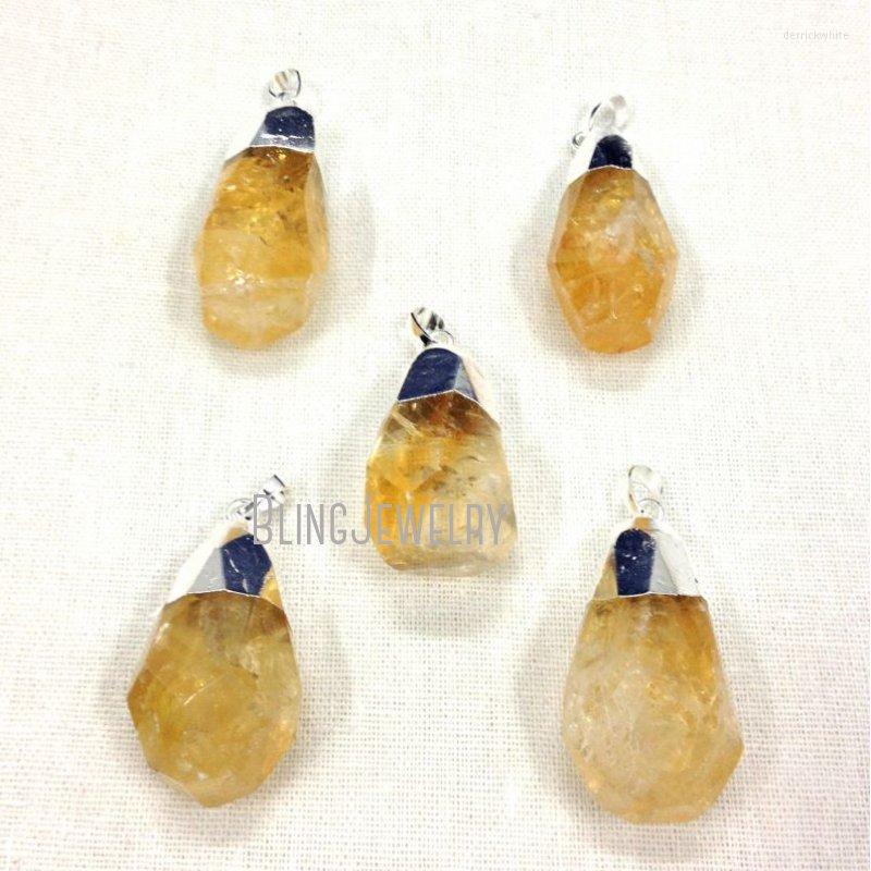

Pendant Necklaces PM12175 Healing Crystal Protection Energy November Birthstone Citrine Drop With Silver Or Gold Plated