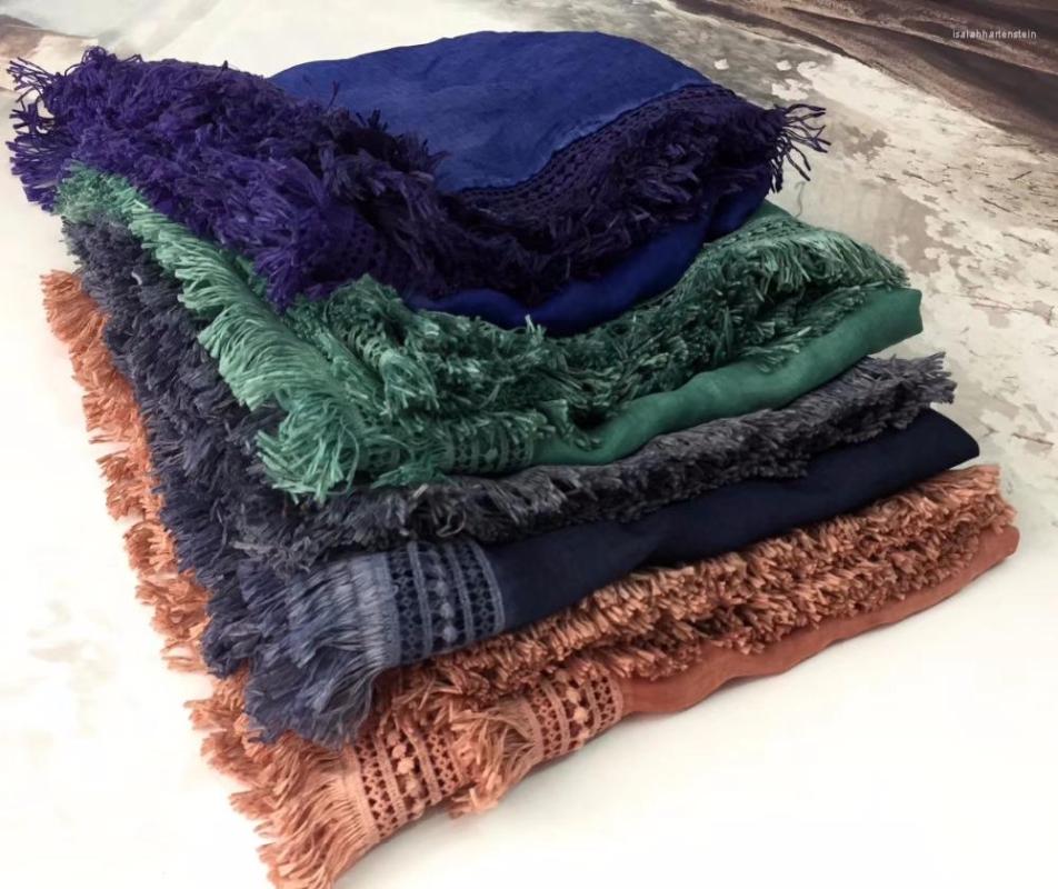 

Scarves 2022 Plain Color Silk Shawl Women Pure Tassel Scarf Wrap Hijab Muffler 4