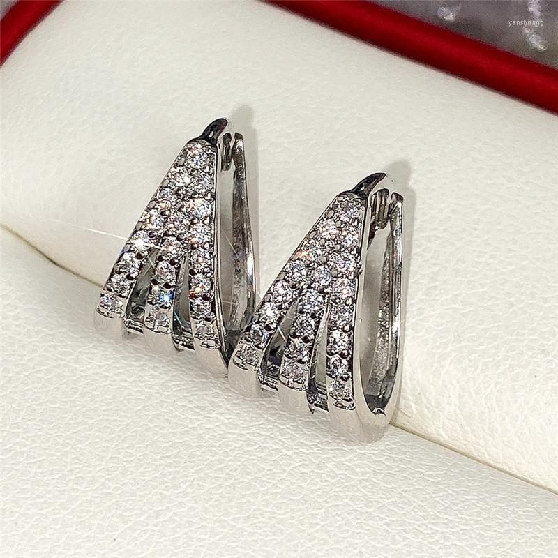 

Hoop Earrings CAOSHI Fashionable Design For Women Dazzling Zirconia Statement Jewelry Party Trendy Female Accessories Gift