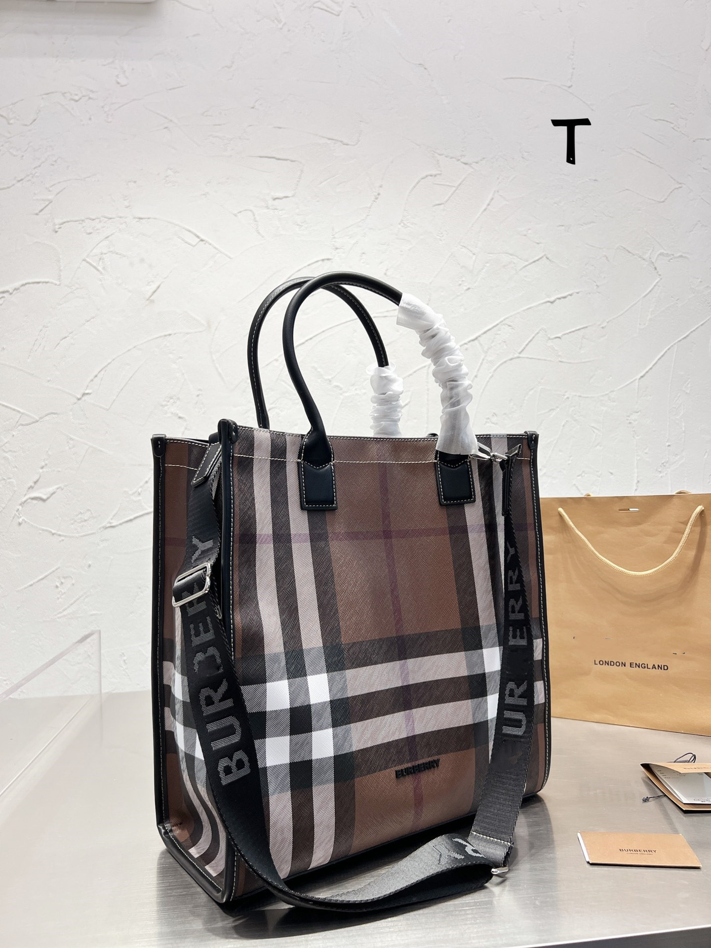

Large Capacity Shopping Bag Tote Bags Handbag Crossbody Purse Shoulder Fashion Letter Plaid Tartan Removable Shoulder Strap Genuine Leather High Quality 36X38cm, #1