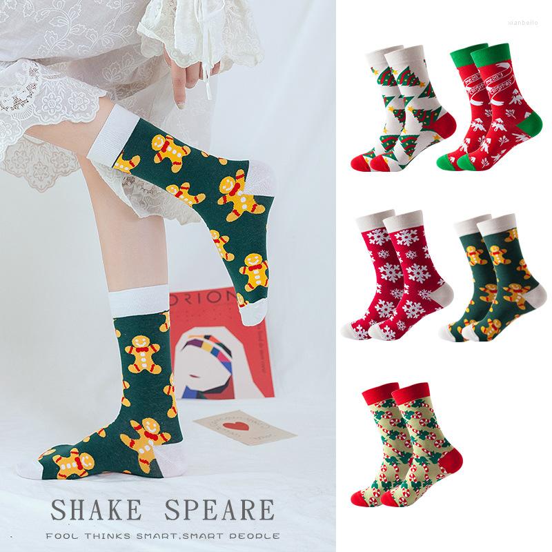 

Men's Socks Christmas Women Funny Santa Claus Tree Snow Elk Cotton Happy Men Harajuku Year Sokken