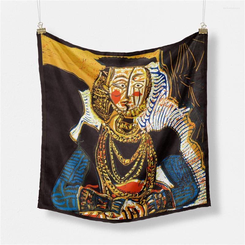 

Scarves Twill Silk Scarf Woman Caryatids Painting Square Wraps Bandana Small Hijab Foulards Tie Headband Neckerchief 53CM