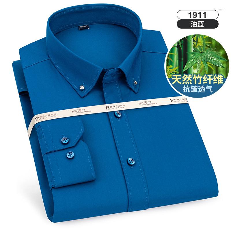 

Men's Casual Shirts Bamboo Fiber Elastic 6XL Business Longsleeve Shirt For Men Slim Fit Rhinestone Comfort Soft Work Button Up, 1928