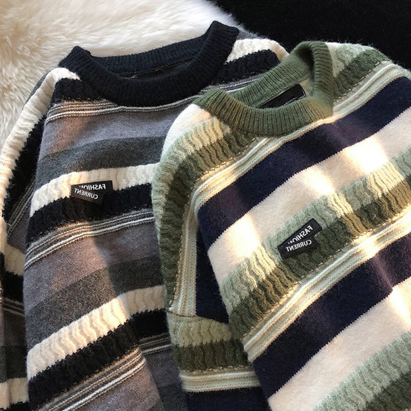 

Men' Sweaters Preppy Style Men Sweaters Striped Vintage Pullovers Causal Harajuku Allmatch Men' Clothing Autumn Winter Knit Sweater Male 221111, Gn
