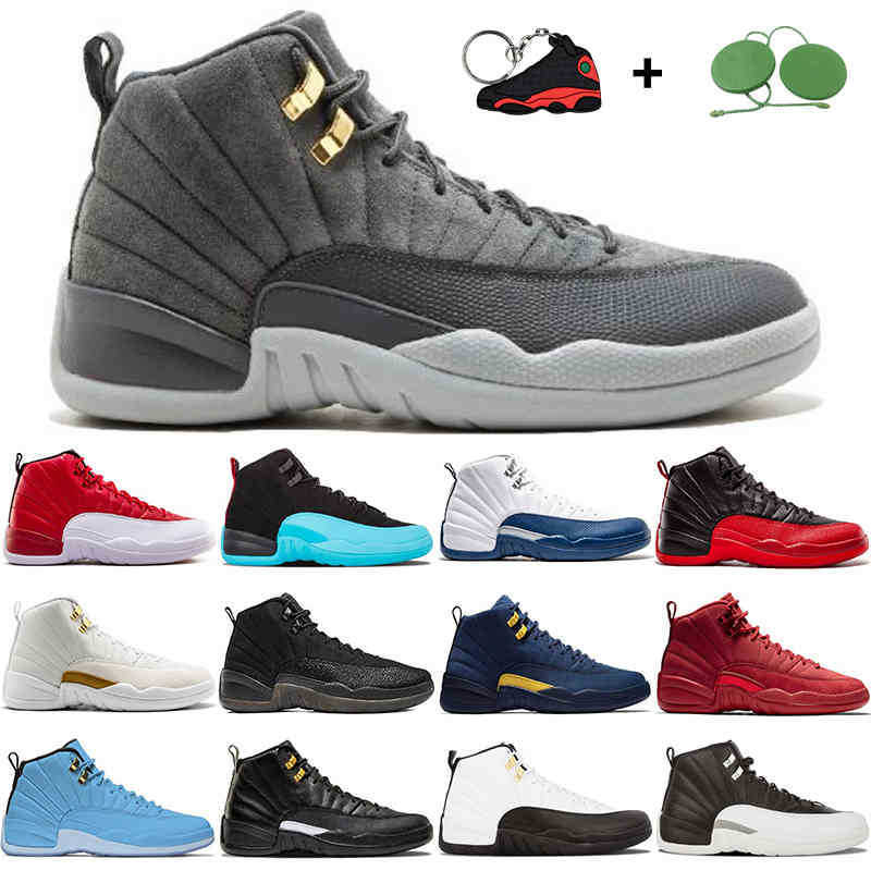 

Basketball Shoes Mens Trainers Sports Sneakers Utility University Gold Indigo Reverse Flu Game Dark Concord Playoff Cny 12 12S Men Us 7-13, French blue