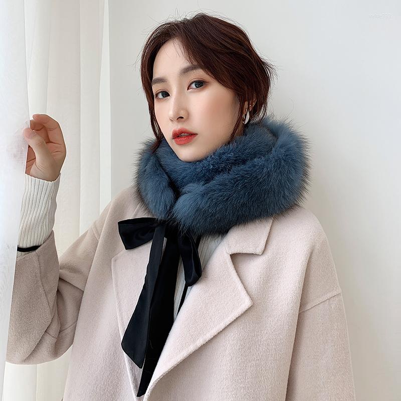 

Scarves Lantafe Fur Scarf Winter Scarfs Women With Bow-knot Natural Adult Keep Warm Fashion For Ladies