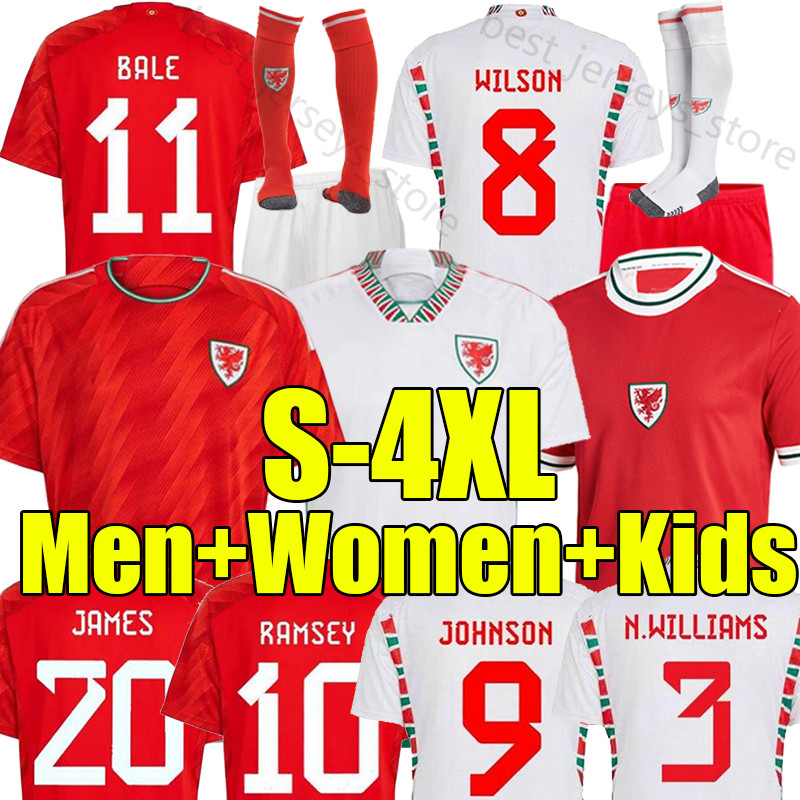 

XXXL 4XL 2022 Wales Soccer Jerseys BALE WILSON ALLEN RAMSEY wes 22 23 world National Team cup Rodon VOKES Home Away Football Shirt Men Women Kids Kits sock Full set, Weiershi 22-23 home women