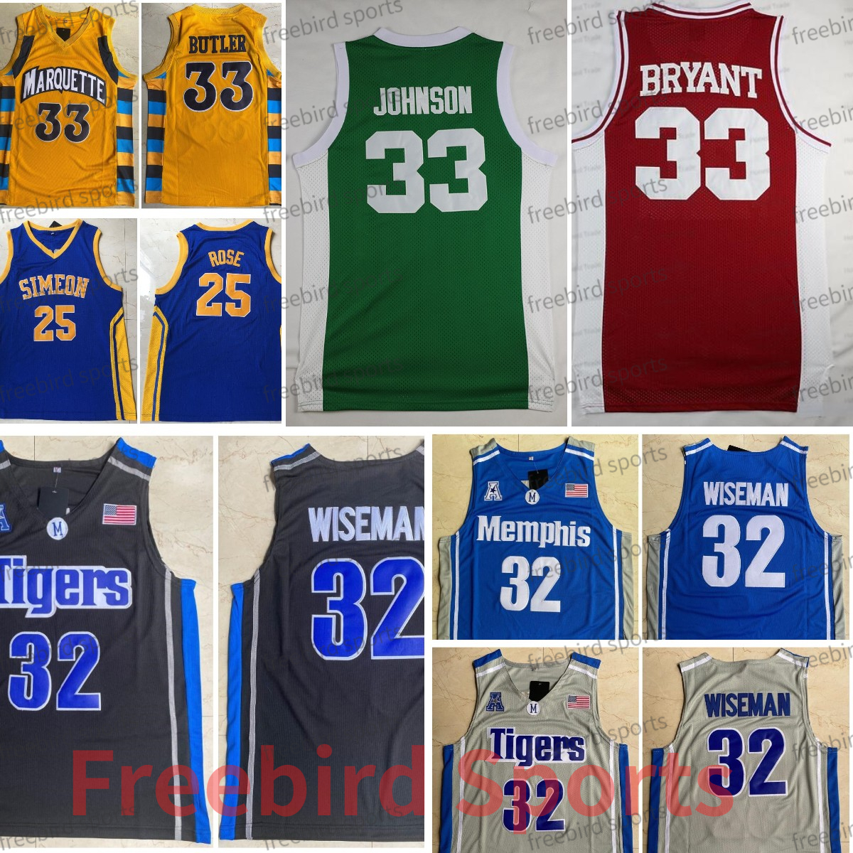 

33 Jimmy Butler Marquette Basketball Jersey Tigers College State 33 Johnson 25 Rose NCAA High School 32 James Wiseman Mens Lower Merion Jerseys Stitched, Men jersey