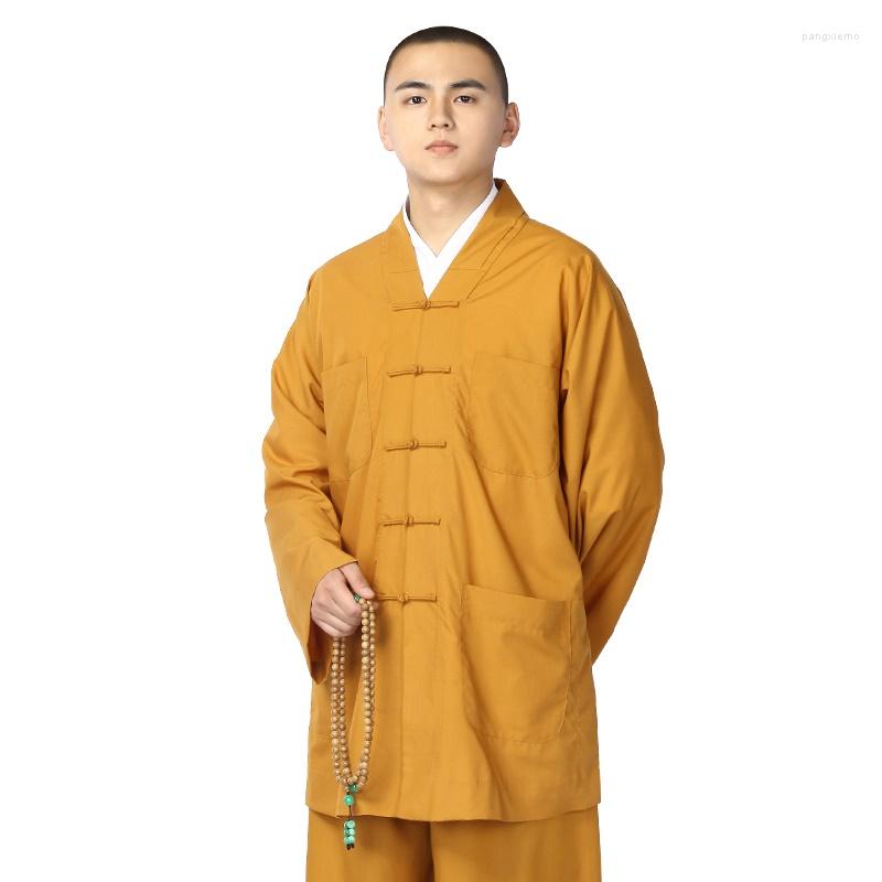 

Ethnic Clothing Buddhist Monk Robes Costume Male Shaolin Meditation Clothes Mala TA525