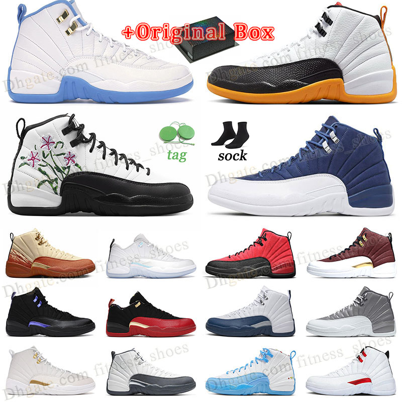 

TOP Hot New Jumpman 12s OG Basketball Shoes Fashion Designer US12 US13 Wholesale Original With Box FIBA Dark Grey Stealth 25 Years in China GS Floral Sneakers Trainers, P12 40-47 university gold-white