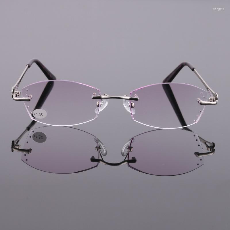 

Sunglasses Fashion DesignRhinestone Rimless Purple Women Reading Glasses Style Quality Women's Presbyopia Eye For
