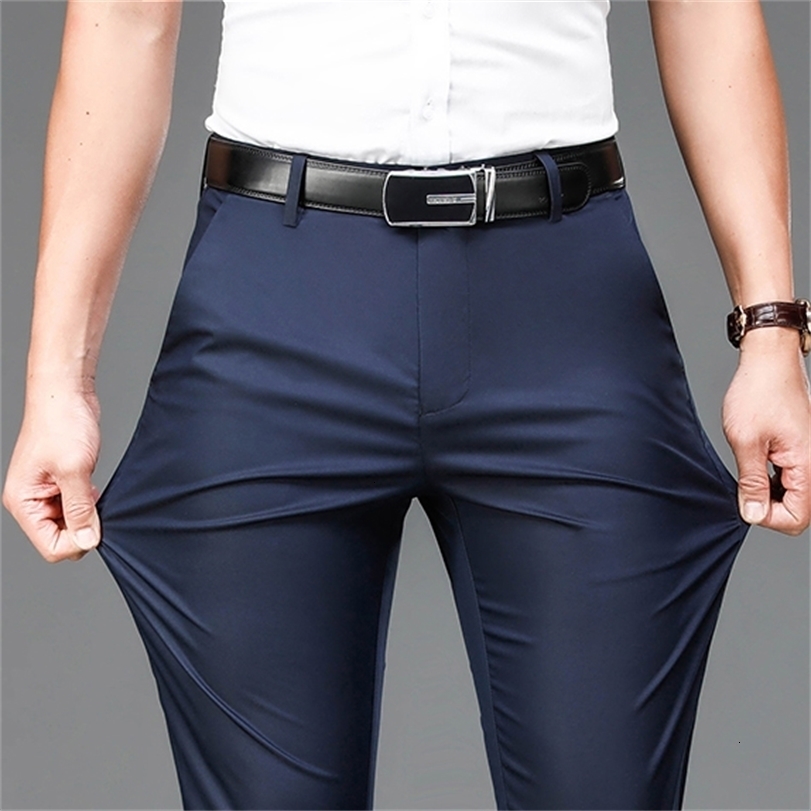 

Mens Pants 6 Colors Spring and Autumn Slim Casual Fashion Business Brand Thin Trousers Classic Style 221113, Black