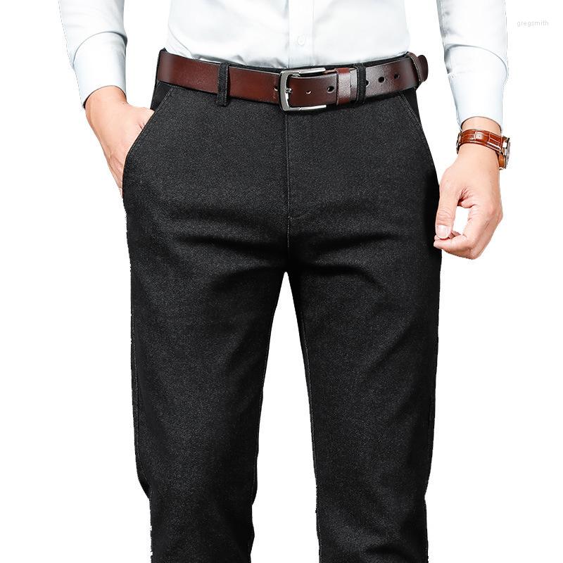 

Men's Pants Black Blue Denim Men Trousers Straight High Waist Autumn Winter Clothing Business Formal For Male, 8181 black
