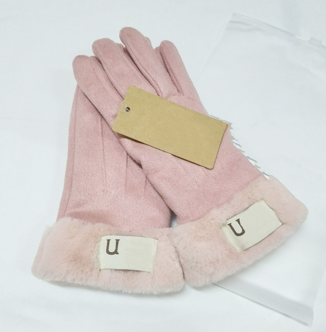 

Fashion Brand Women's Suede Thermal Gloves Winter Gloves Cycling Wool Lining Padded for Warmth and Windproof
