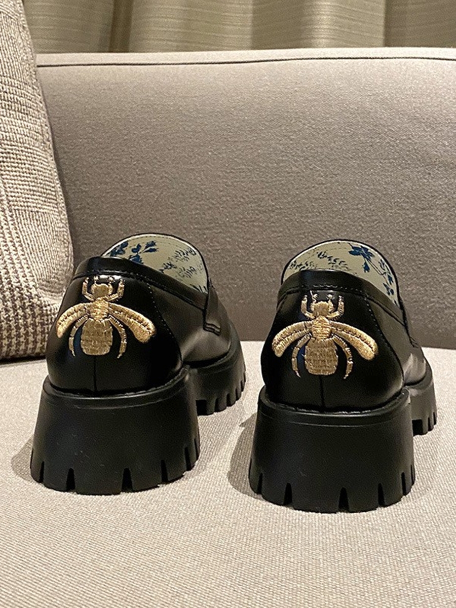 

casual shoes Designer women platform lug sole loafers with horsebit buckles thick soles womens lady girl luxury leather EUR34-40, Black leather