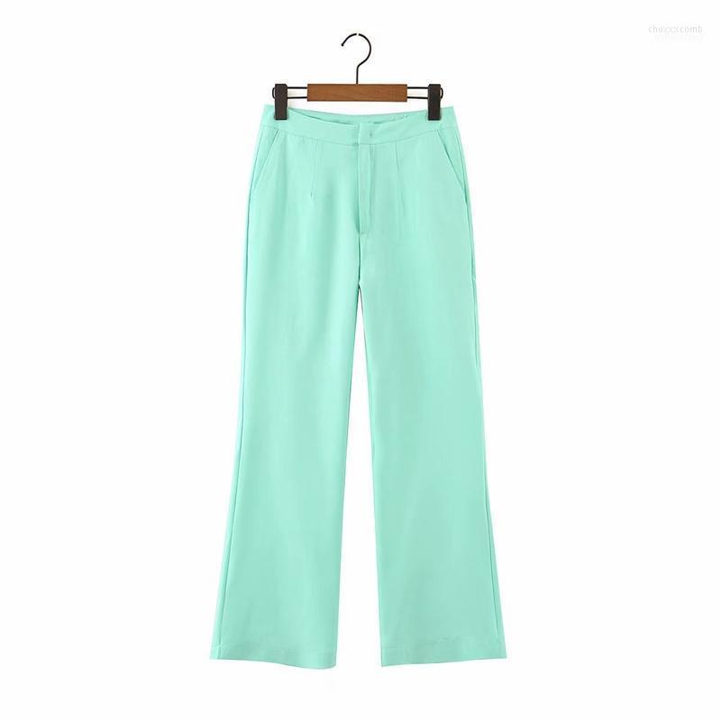 

Women' Pants Women' & Capris Summer Women Long Straight Drape Wide Leg Pant Elastic High Waist Trousers Fashion 2022 Clother, Green