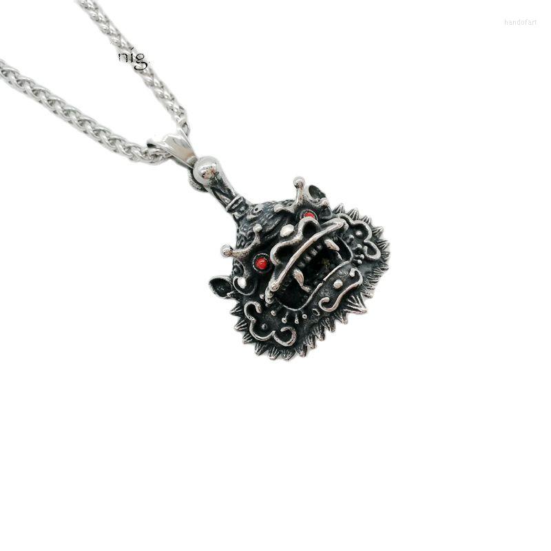

Pendant Necklaces Black Knight Religious Taoism Lucky Beast Necklace Stainless Steel Vintage Taoist Animal BLKN0705