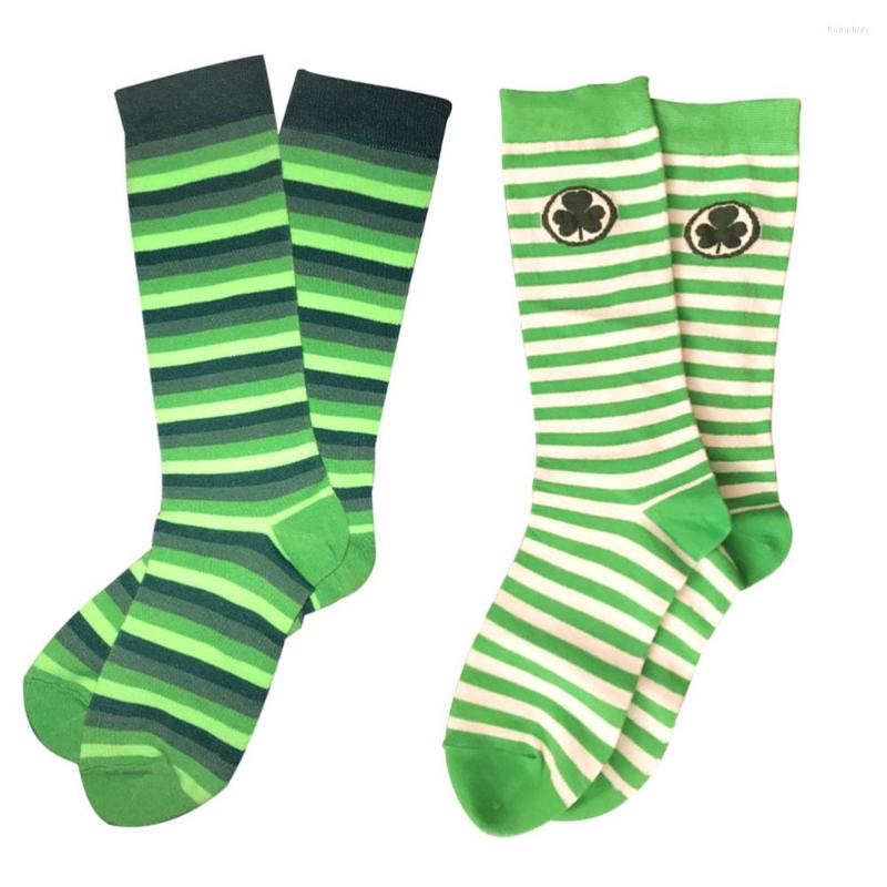 

Men's Socks 2 Pairs Of St. Patrick's Day Shamrock Pattern Sock Striped Stocking Random Style, Random color