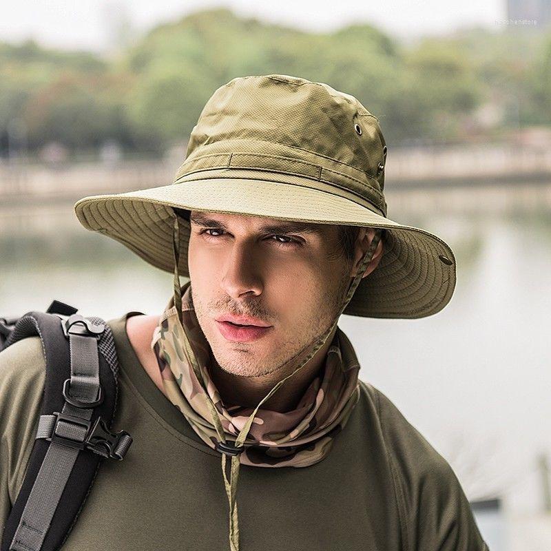 

Berets Men's Fashion Bucket Hat Boonie Cap Fishing Hunting Brim Safari Summer Men Sun Fisherman, Black