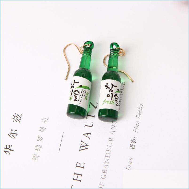 

Dangle Chandelier Korean Fashion Creative Wine Bottle Dangle Earrings Resin Personalized Beer Drop Earring Funny Party Jewelry Gif Dh4Tr