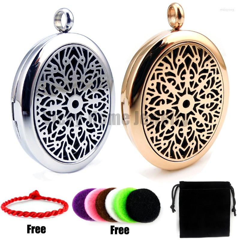 

Pendant Necklaces With Steel Chain Gift High Polish Essential Oils Magnet Stainless Diffuser Locket Pads